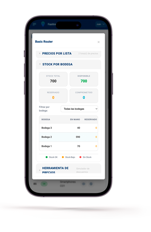 gestion listas precios inventarios bodegas